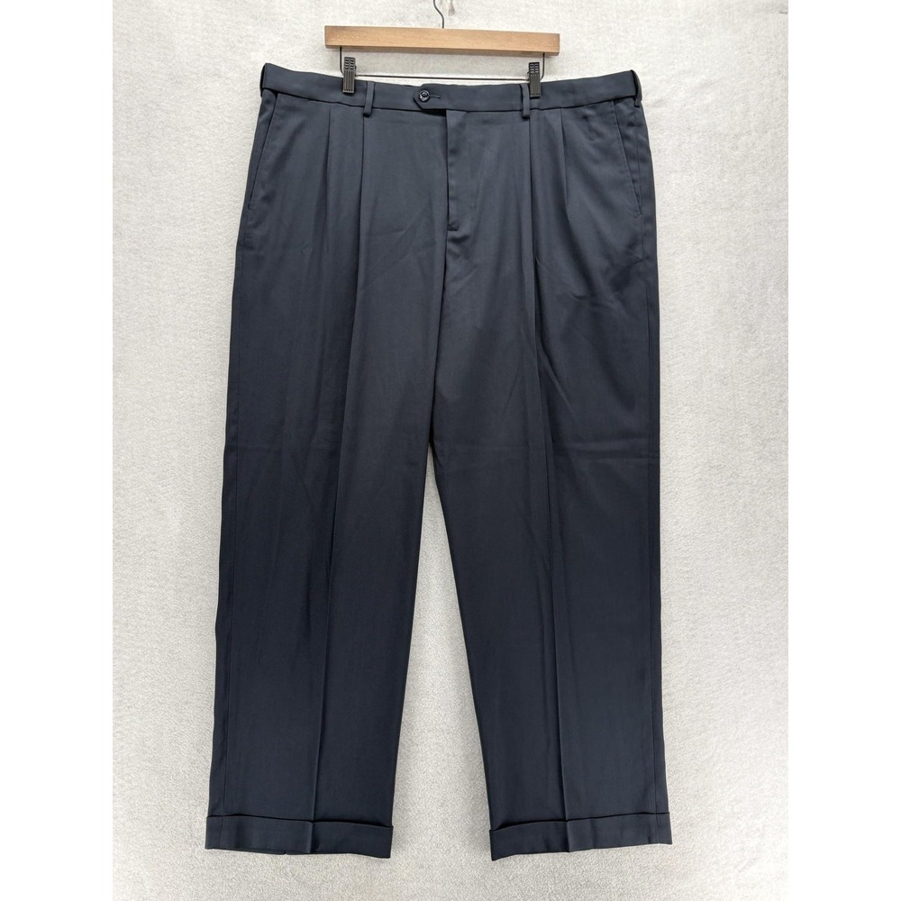 Savane Travel Intelligence Dress Pants Mens 44x32 Blue Comfort Waist Big Tall